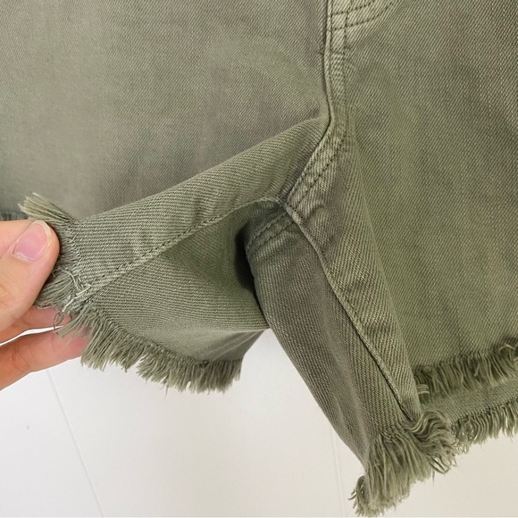 American Eagle High-rise Festival Midi Shorts Button Fly Raw Hem Green Size 18 - Picture 4 of 11